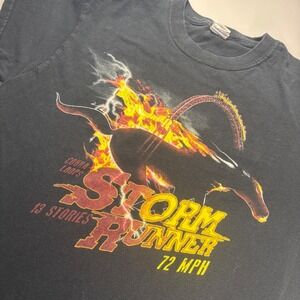 Vintage Storm Runner T Shirt Gildan Roller Coaster Ride Theme‎ Park Tee